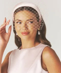 Mesh Overlay Satin Fascinator - Pale Pink