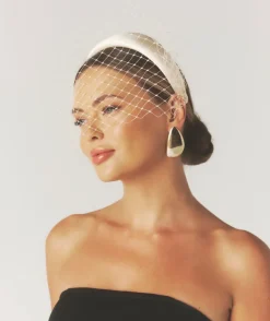 Mesh Overlay Satin Fascinator - Lemon