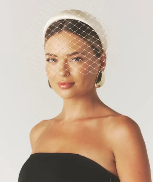 Mesh Overlay Satin Fascinator - Lemon