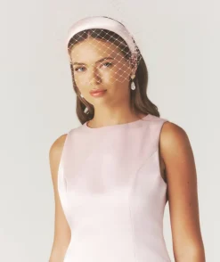 Mesh Overlay Satin Fascinator - Pale Pink
