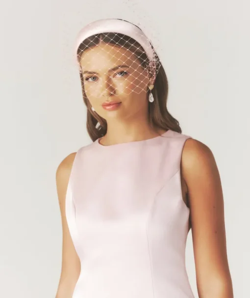 Mesh Overlay Satin Fascinator - Pale Pink
