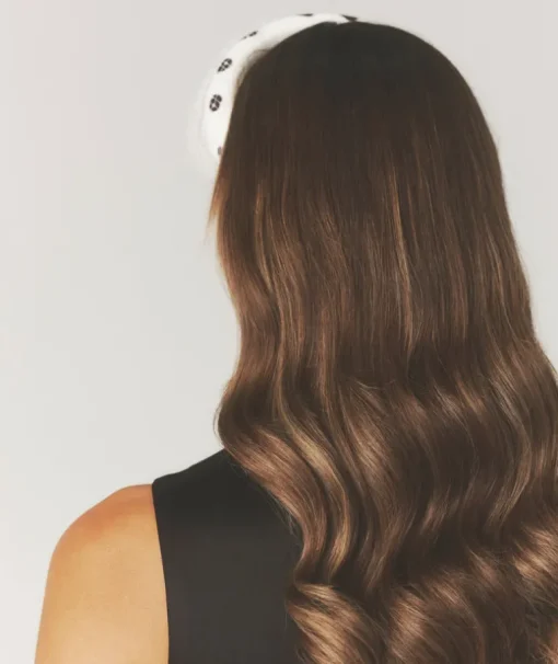 Mesh Printed Chunky Head Band - White Polka Dot