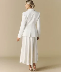 Midi Satin Skirt - Off White