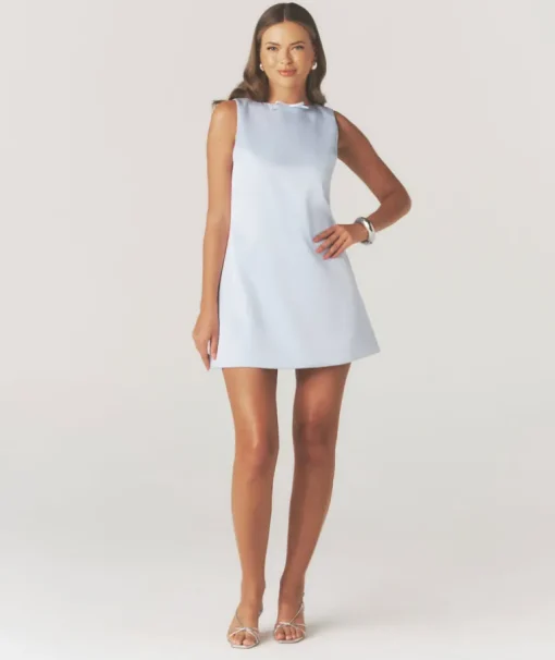 Mini Mod Bow Dress - Pale Blue