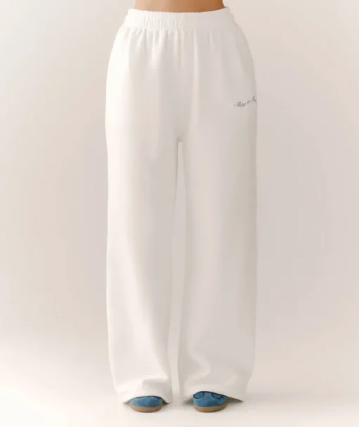 Miss to Mrs Wide Leg Sweatpants - White