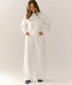 Miss to Mrs Wide Leg Sweatpants - White