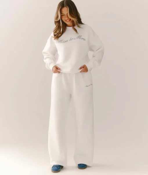Miss to Mrs Wide Leg Sweatpants - White