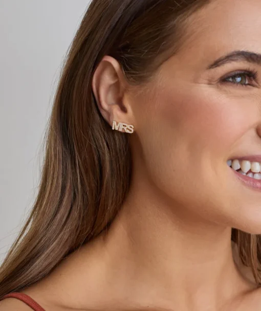 Personalised Mrs Earrings - Gold