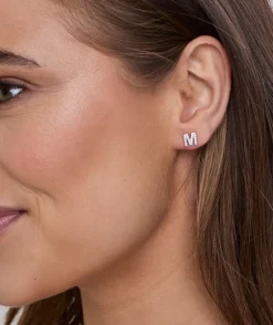 Personalised Mrs Earrings - White Gold