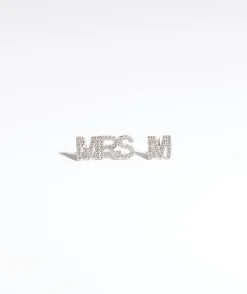 Personalised Mrs Earrings - White Gold