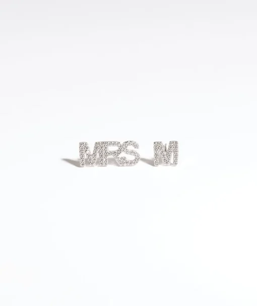 Personalised Mrs Earrings - White Gold