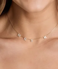 Personalised Mrs Necklace - Gold