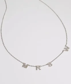 Personalised Mrs Necklace - White Gold