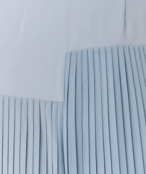 Pleated Cap Sleeve Maxi Dress - Blue