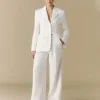 Pleated Wide Leg Trousers - Off White