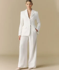 Pleated Wide Leg Trousers - Off White