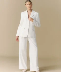 Pleated Wide Leg Trousers - Off White