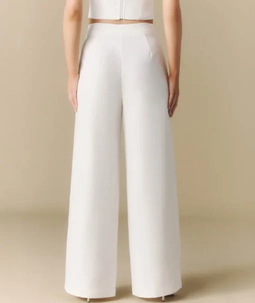 Pleated Wide Leg Trousers - Off White