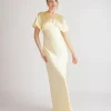 Plunge Batwing Satin Bridesmaid Dress - Butter Lemon