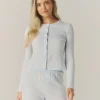 Pointelle Cardigan Pyjama Top - Baby Blue