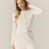 Pointelle Floral Cardigan Pyjama Top - White