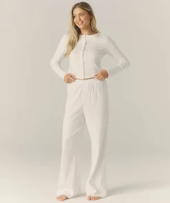 Pointelle Floral Cardigan Pyjama Top - White