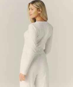 Pointelle Floral Cardigan Pyjama Top - White