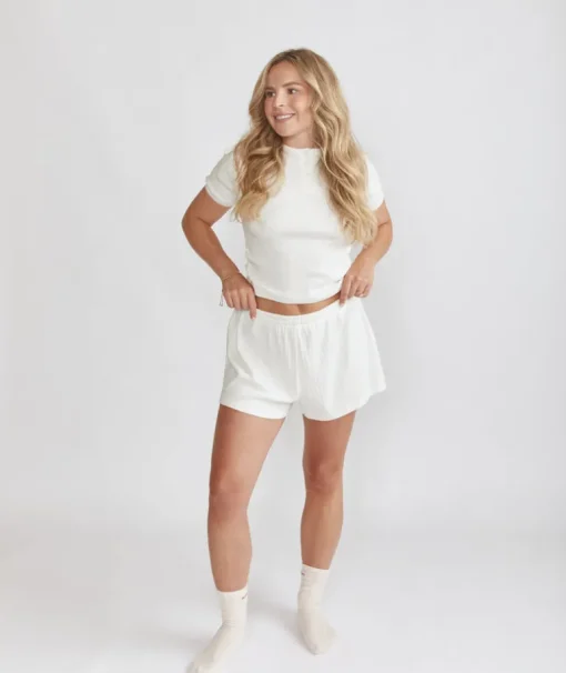 Pointelle Pyjama Shorts - Coconut