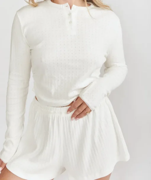 Pointelle Pyjama Shorts - Coconut
