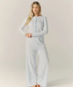 Pointelle Pyjama Trousers - Baby Blue