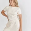 Pointelle Short Sleeve Pyjama Top - Rosewater
