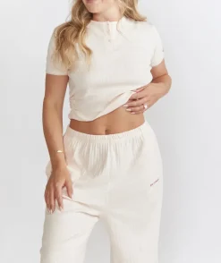 Pointelle Short Sleeve Pyjama Top - Rosewater