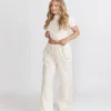 Pointelle Wide Leg Pyjama Trousers - Rosewater