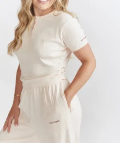 Pointelle Wide Leg Pyjama Trousers - Rosewater