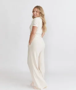 Pointelle Wide Leg Pyjama Trousers - Rosewater