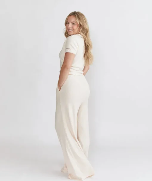Pointelle Wide Leg Pyjama Trousers - Rosewater