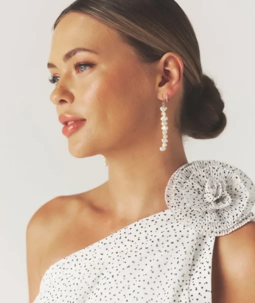 Polka Corsage Tiered Midaxi Dress - White