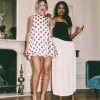 Polka Dot Satin Puff Ball Mini Dress - White