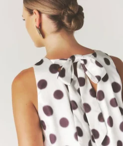 Polka Dot Satin Puff Ball Mini Dress - White