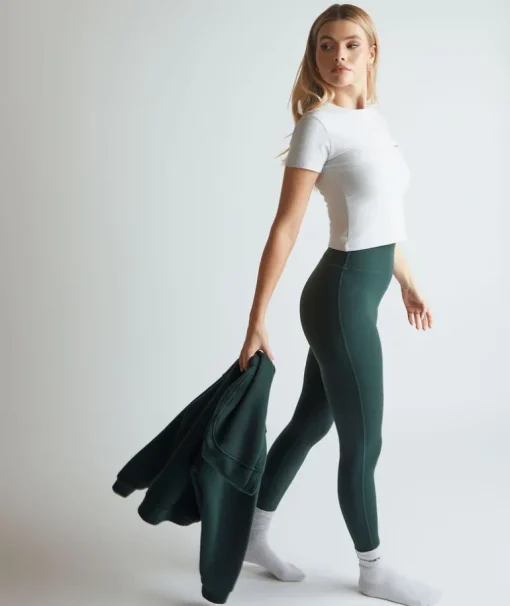 Premium Branded Leggings - Forest Green