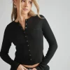 Ribbed Cardigan - Black