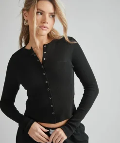 Ribbed Cardigan - Black