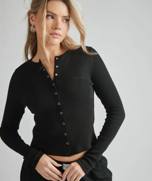 Ribbed Cardigan - Black