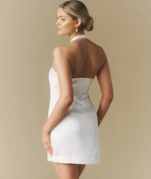 Satin Halter Neck Mini Dress - Ivory