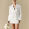 Satin Tailored Jacket - White