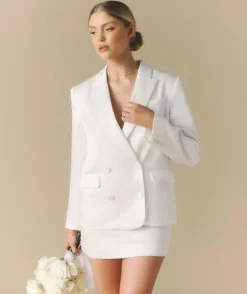 Satin Tailored Jacket - White