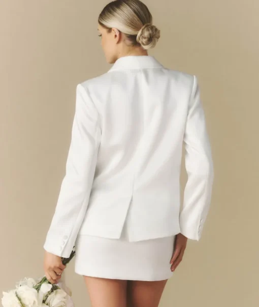 Satin Tailored Jacket - White