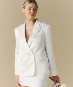 Satin Tailored Jacket - White