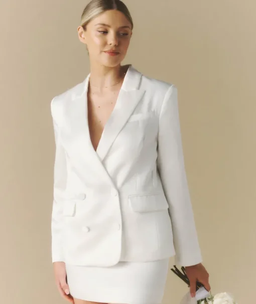 Satin Tailored Jacket - White