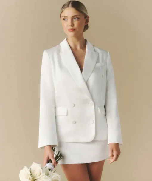 Satin Tailored Jacket - White